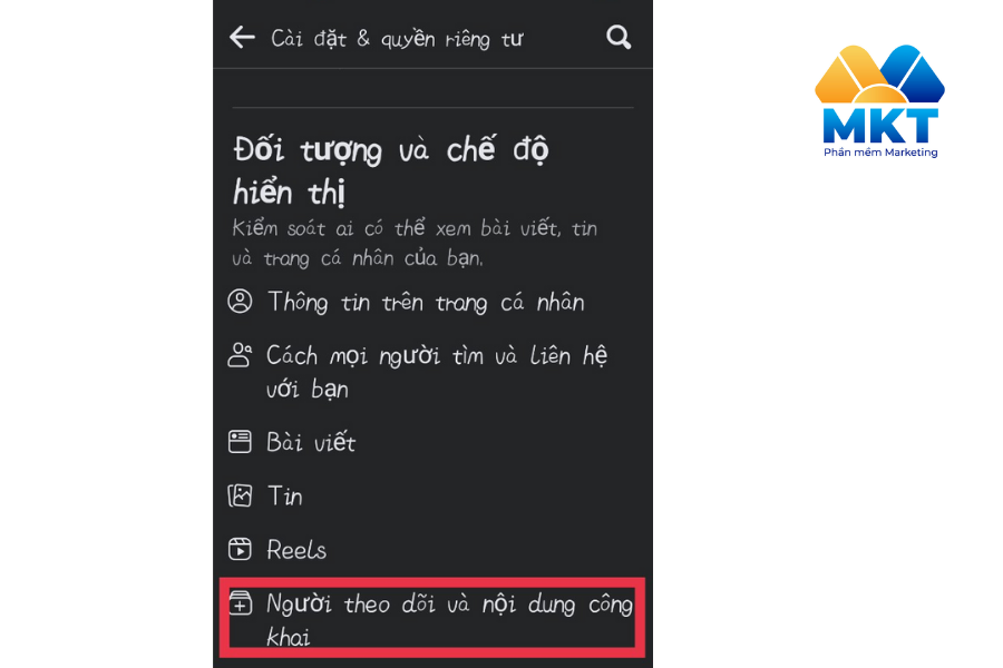 Bật follow facebook trên điện thoại - bước 3