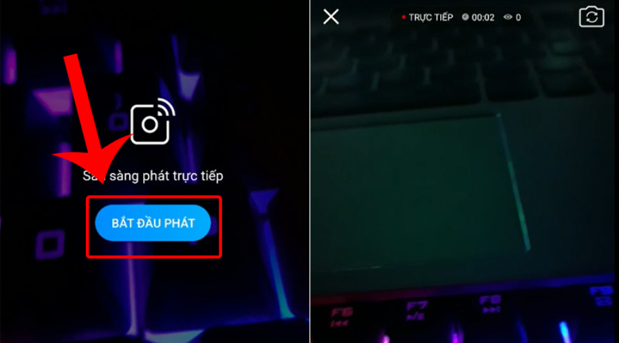 Nhấn Bắt đầu phát