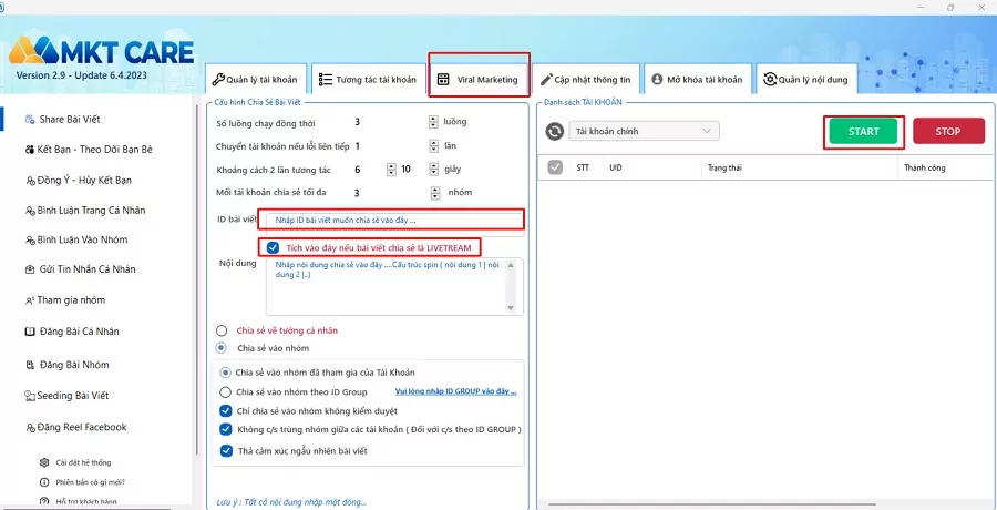 Tăng mắt livestream bằng MKT Care