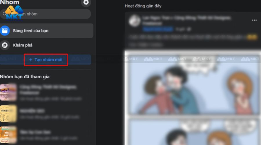 Chọn " Tạo nhóm mới" để tạo group bán hàng trên Facebook