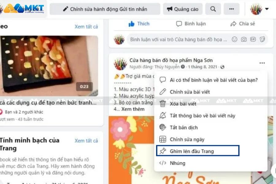 Cách ghim bài viết trên trang Facebook bằng máy tính