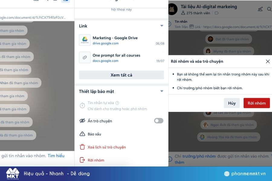 Cách out group Zalo không ai biết trên máy tính