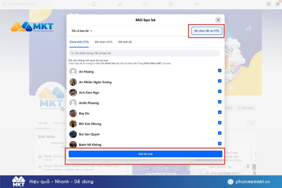 Hướng dẫn cách mời bạn bè thích trang Facebook nhanh chóng Chọn bạn bè và gửi lời mời