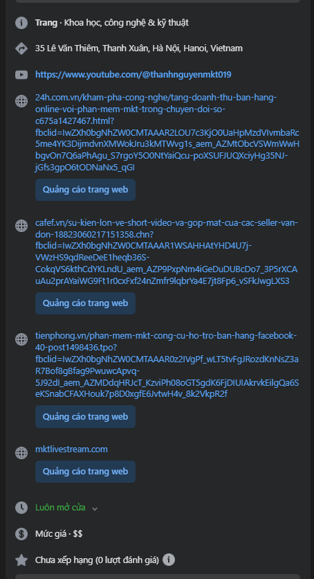 Thông tin page