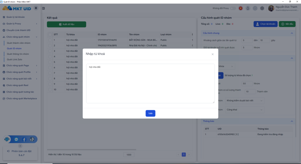 Nhập Từ Khóa Hội Nhóm Cần Quét