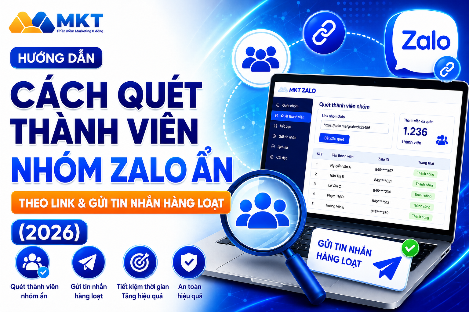 Cách Quét Thành Viên Nhóm Zalo Ẩn Theo Link & Gửi Tin Nhắn Hàng Loạt (2026)